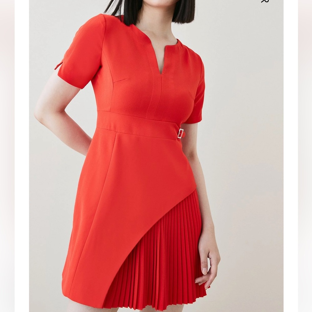 knee length dresses for ladies Red Twist Sleeve Mini Dress main image 0